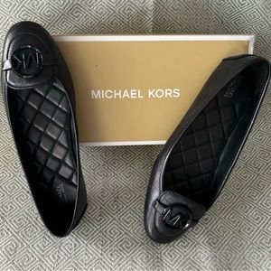 Michael Kors Lillie Moccasin Black Leather Ballet Flats. Size 8.5M.  Like New!